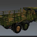 Camouflage Military Utility Truck With Six Wheel Drive Open Cargo Bed And Rugged Design