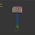 Silver Mjolnir Hammer With Triangular Symbol Blue Top And Red Handle