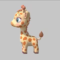 Cute Cartoon Giraffe Character With Big Blue Eyes Small Horns And Brown Spots