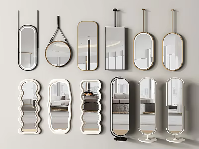 Stylish Decorative Mirrors with Various Shapes and Modern Frame Designs for Home Decor 3d model