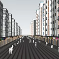 Vibrant Modern Commercial Complex With Busy Pedestrian Street And Retail Stores