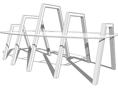 Modern Pergola Design With Geometric Frames And Cross Beams Structure 3d model
