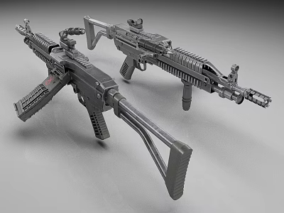 Two Modern Tactical Rifles With Detailed Design And 3D Model Features 3d model