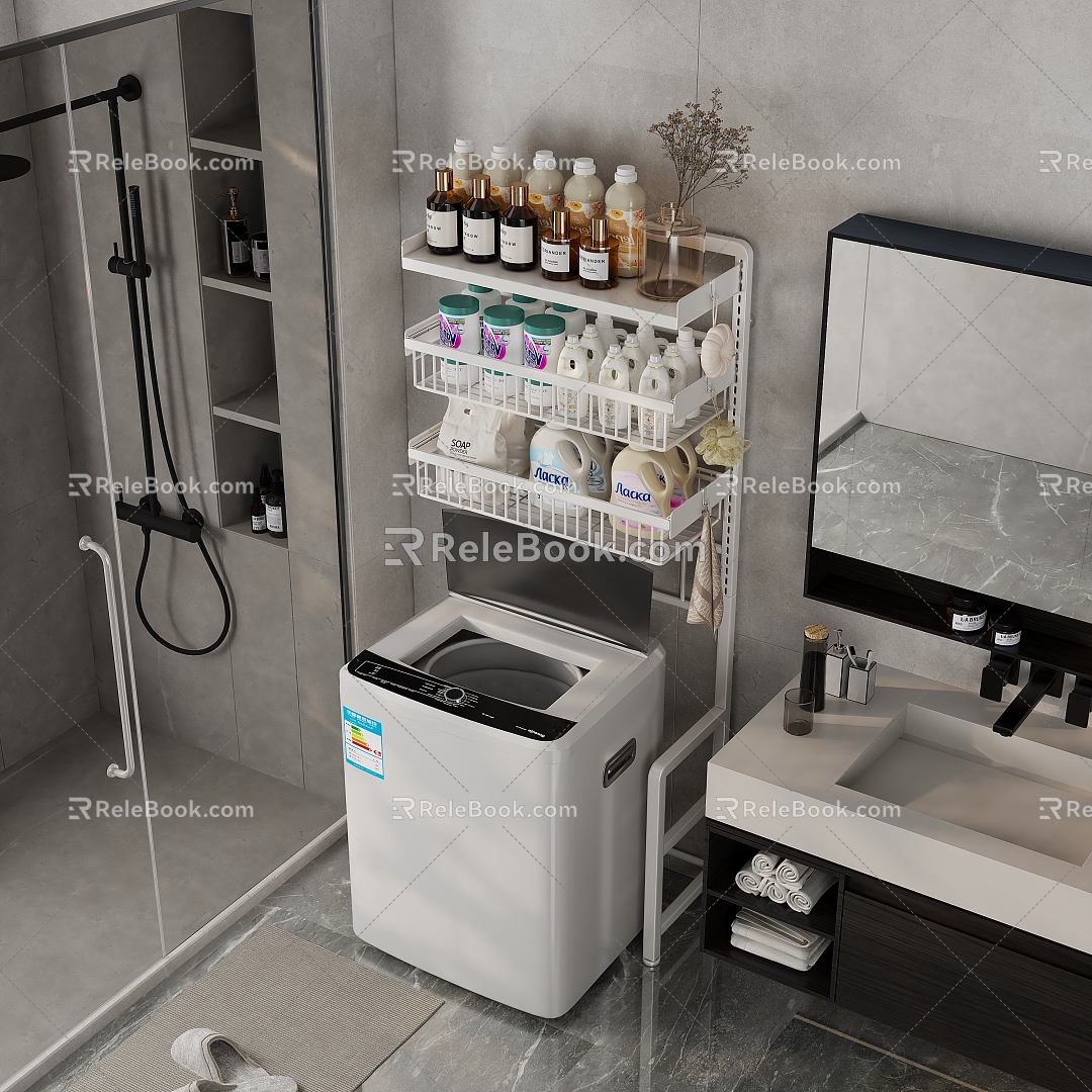 Modern Laundry Rack Bathroom Small Storage Rack Skin Care Cosmetics Laundry Liquid Washing Powder 3d model