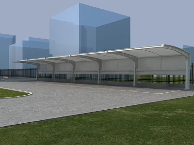 Modern Outdoor Canopy Structure For Parking Area With Steel Frame And Covered Space 3d model
