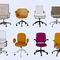 Various Modern Office Chairs With Different Colors And Ergonomic Styles 3d model