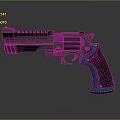 Modern Tactical Pistol With Turquoise Accent Grip And Detailed Barrel Design