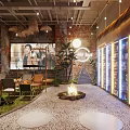 JOHOBUS Bar Interior With Green Plants Tables And Liquor Displays