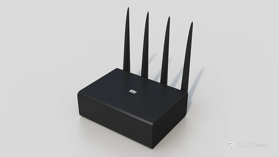 Xiaomi Black Wireless Router with Four External Antennas and Modern Sleek Design 3d model 