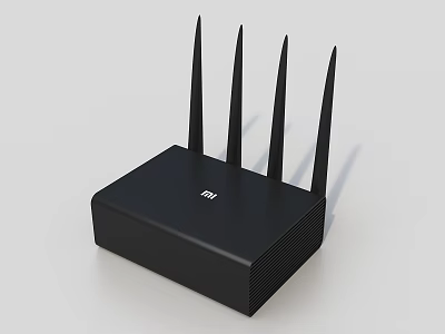 Xiaomi Black Wireless Router with Four External Antennas and Modern Sleek Design 3d model