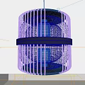 Modern Black Pendant Light With Striped Cage Design For Interior Room