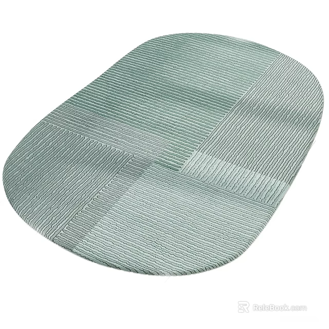 Light Green Round Rug With Modern Striped Woven Texture Design 3d model 