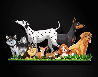 Cartoon animal silhouette decoration 3d model