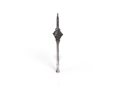 Medieval Metal Spear Weapon with Decorative Head and Pointed Tip Design 3d model