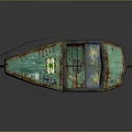 Vintage Teal Rusted Boat Exterior With Weathered Metal And Classic Design