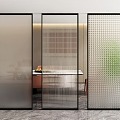 glass partition screen partition frosted glass partition changhong glass partition 3d model