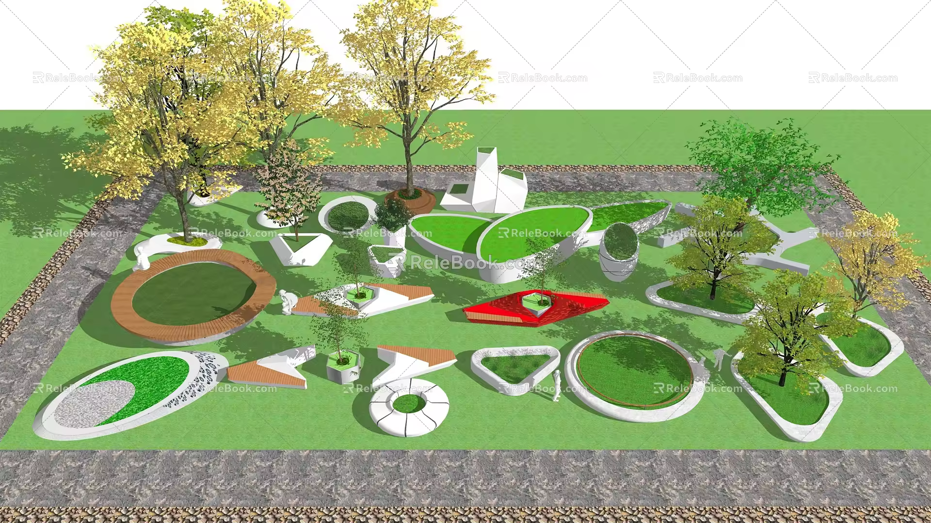 Modern Tree Pond Flower Pond Tree Pond Combination 3d model