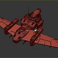 Red and Gray Fighter Jet With Multiple Engines Detailed Wings and Cockpit Design