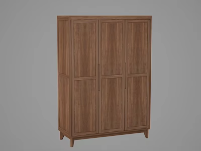 Classic Wooden Wardrobe With Three Panel Doors And Modern Home Design 3d model