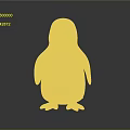 Cute Black and White Penguin with Orange Beak and Feet on Gray Reflective Background