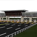 Chinese-style high-speed toll station city portal gate house 3d model