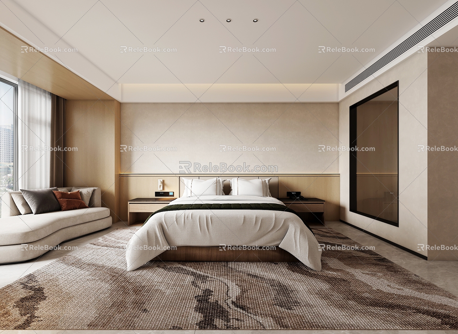 Modern Hotel Room King Room 3d model