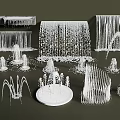 Various Decorative Water Fountain Designs With Different Spray Patterns And Structures 3d model