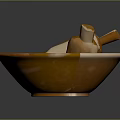 White Household Bowl With Orange Popsicles And Liquid On Dark Background