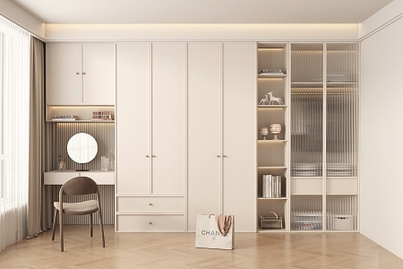 modern wardrobe cream wardrobe 3d model