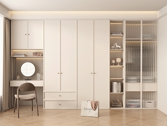 modern wardrobe cream wardrobe 3d model