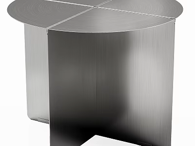 Modern Stainless Steel Coffee Table With Brushed Finish Round Top Geometric Base 3d model