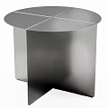 Modern Stainless Steel Coffee Table With Brushed Finish Round Top Geometric Base