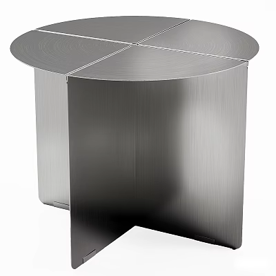 Modern Stainless Steel Coffee Table With Brushed Finish Round Top Geometric Base 3d model