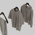 Light Gray Casual Clothes Set with Hoodie T Shirt and Pants