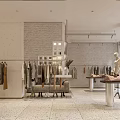 Modern Clothing Store Interior Design Featuring Apparel Racks Mannequins Seating Bench And Display Tables