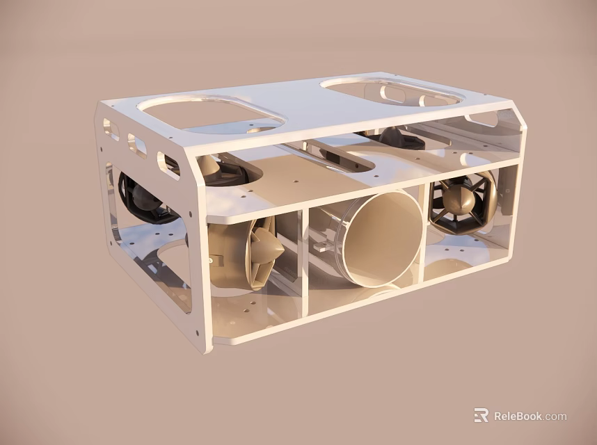 White Mechanical Frame Structure With Holes And Assembled Components Design 3d model 