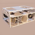 White Mechanical Frame Structure With Holes And Assembled Components Design