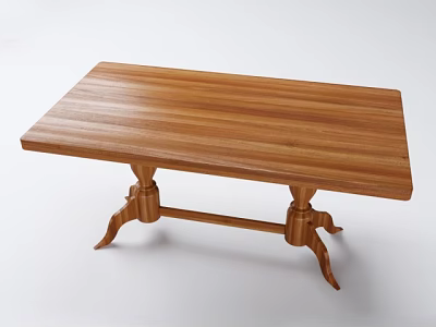 Classic Wooden Dining Table With Natural Wood Grain Surface And Elegant Carved Legs 3d model