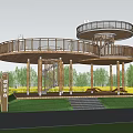 Paddy Field View Platform Pastoral Landscape Platform Art Leisure Platform Landscape Platform Overlooking Tower Revolving Stairs 3d model