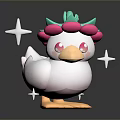 White Duck Toy with Pink and Green Floral Crown Surrounded by Sparkling Stars