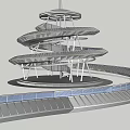 Modern Spiral Building Structure With Multiple Layers And Metal Framework 3d model