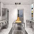 Commercial Restaurant Kitchen Interior Layout With Functional Zones Workstations And Storage