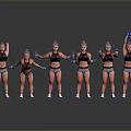 Woman Doing Dumbbell Exercises In Different Fitness Poses And Workout Positions