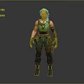Stylized 3D Female Character With Orange Braided Hair Green Utility Outfit And Wrist Guards