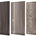 Wooden Hinged Doors With Vertical Stripe Texture And Dark Brown Finish For Interior