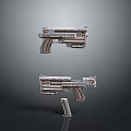Two Sci Fi Guns With Magazine Featuring Mechanical Design And Metallic Texture 3d model