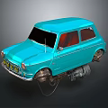Blue Floating Car With Red Interior And Mechanical Parts Underneath