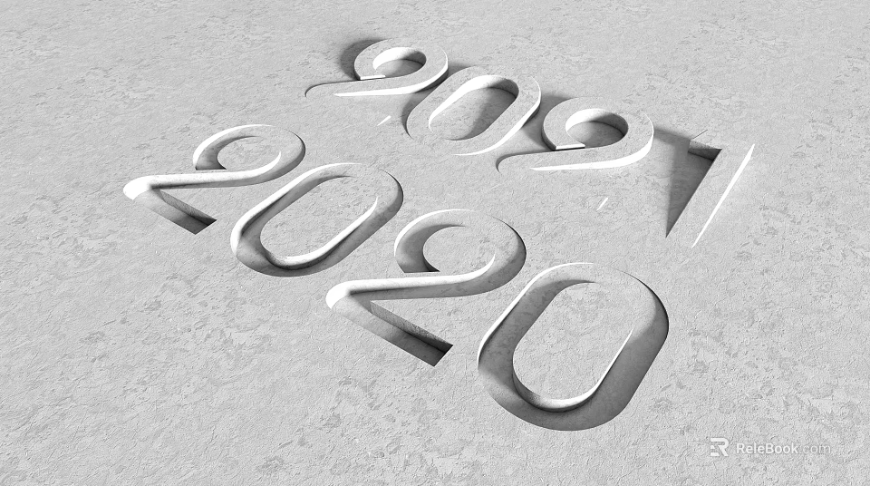 Ornament Decor Set With 2020 And 2021 3D Numbers For Decorative 3d model