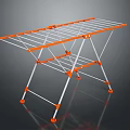 Orange And White Foldable Clothes Drying Rack With Metal Frame For Home Use 3d model
