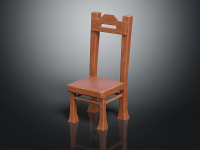 Classic Wooden Chair With Simple Backrest Design And Sturdy Legs Structure 3d model